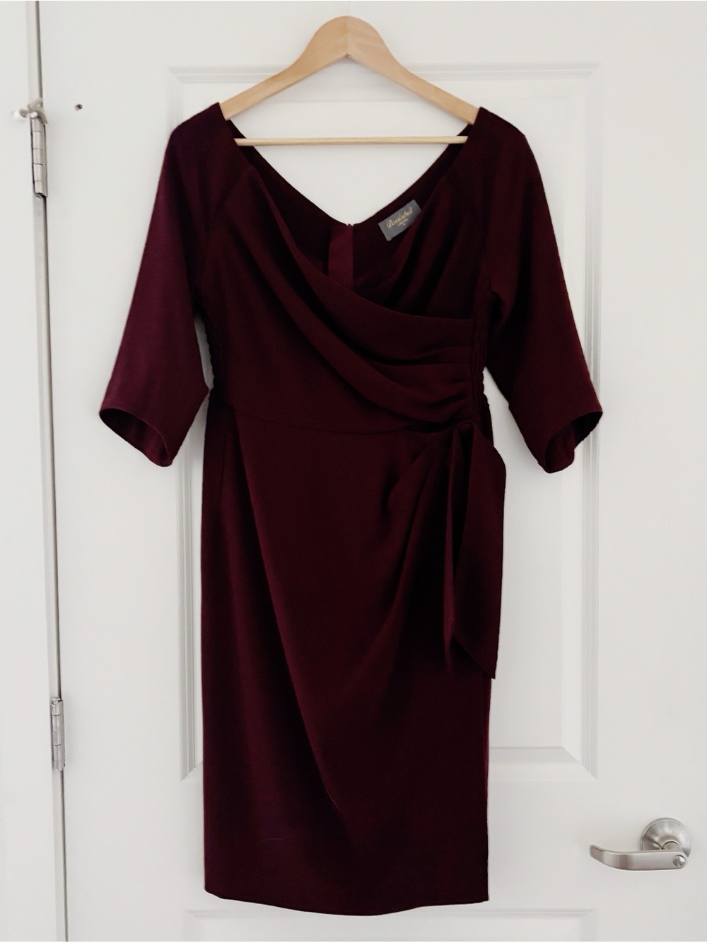 Bombshell London Katya Wildman Faux Wrap Confidence Crepe Midi Dress 12